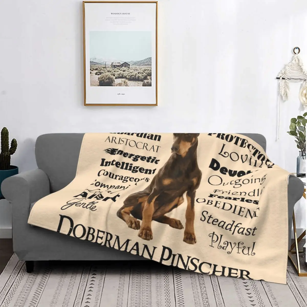 

Red Doberman Blanket Dog Pet Puppy Pattern Plush Warm Soft Flannel Blanket Sofa Bedding