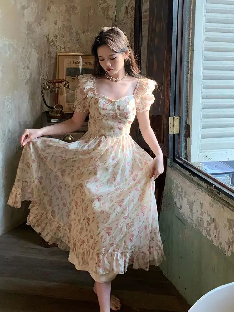 Платье женское пляжное ТРАПЕЦИЕВИДНОЕ с квадратным вырезом и