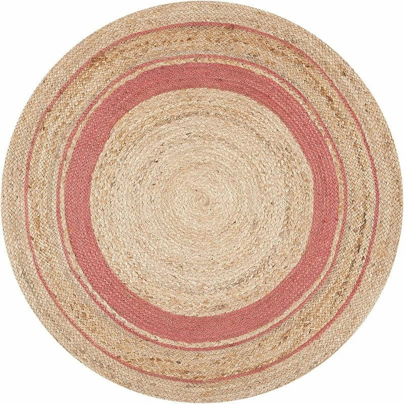 

Natural Jute Rug Round Handmade Style Rug Reversible Braided Modern Look Area Rug for Living Room