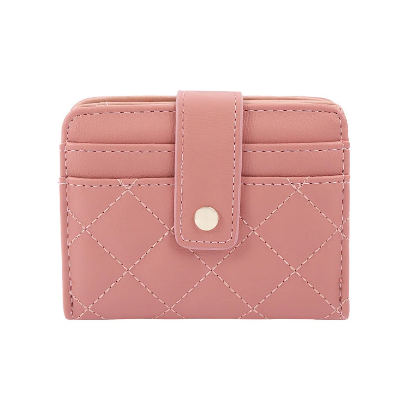 Wallet women's short Korean version simple Lingge zipper buckle wallet multi card slot large capacity zero wallet