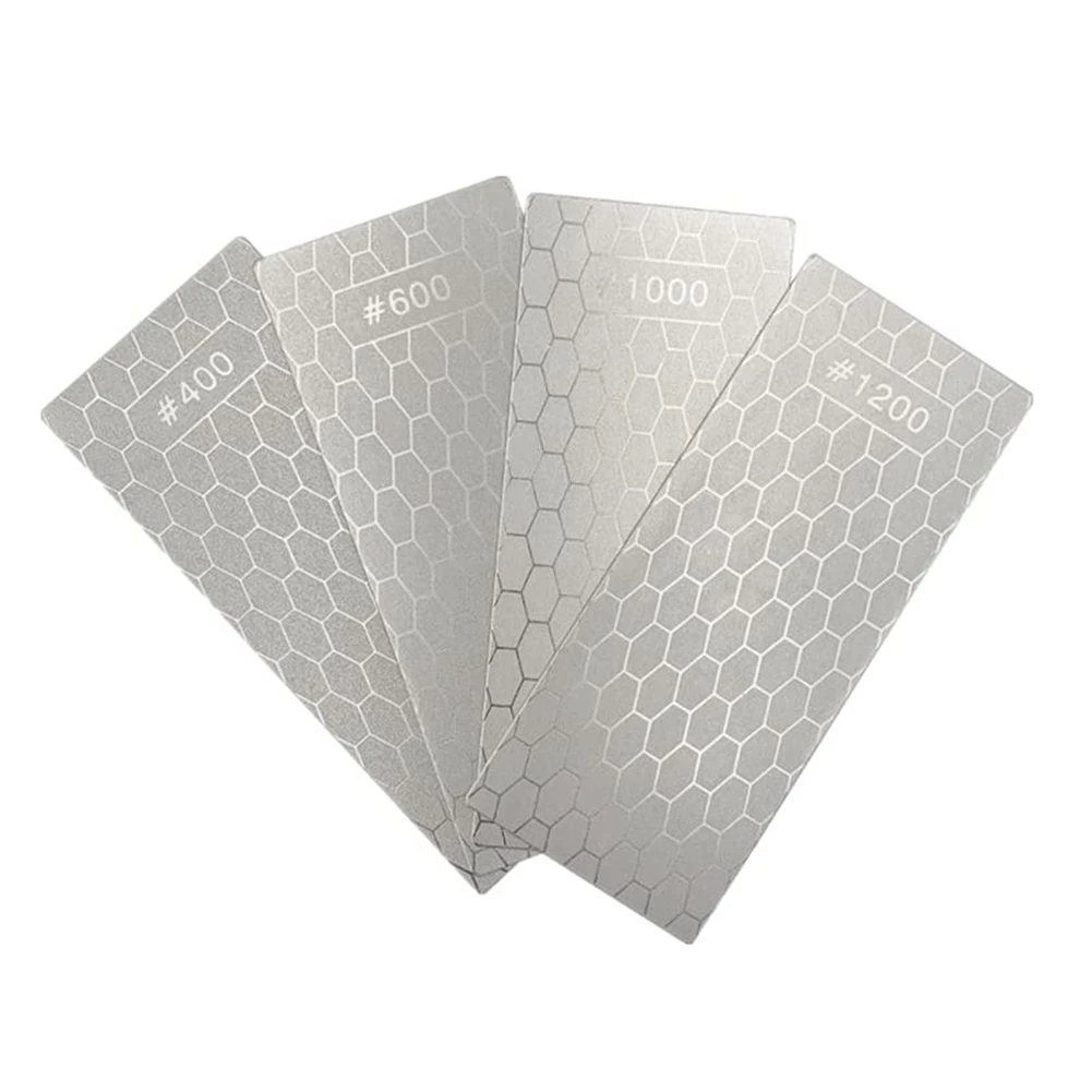 

4Pcs Diamond Sharpening Stones with Non-Slip Mat 400/600/1000/1200 Grit Whetstone Honeycomb for Kitchen Sharpening