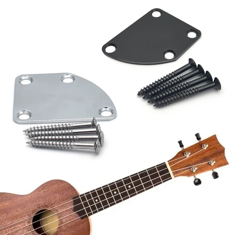 

Накладка на шею для гитары Y1QE, полукруглая задняя Монтажная пластина с 4 винтами для электрогитары, запасные части для басов