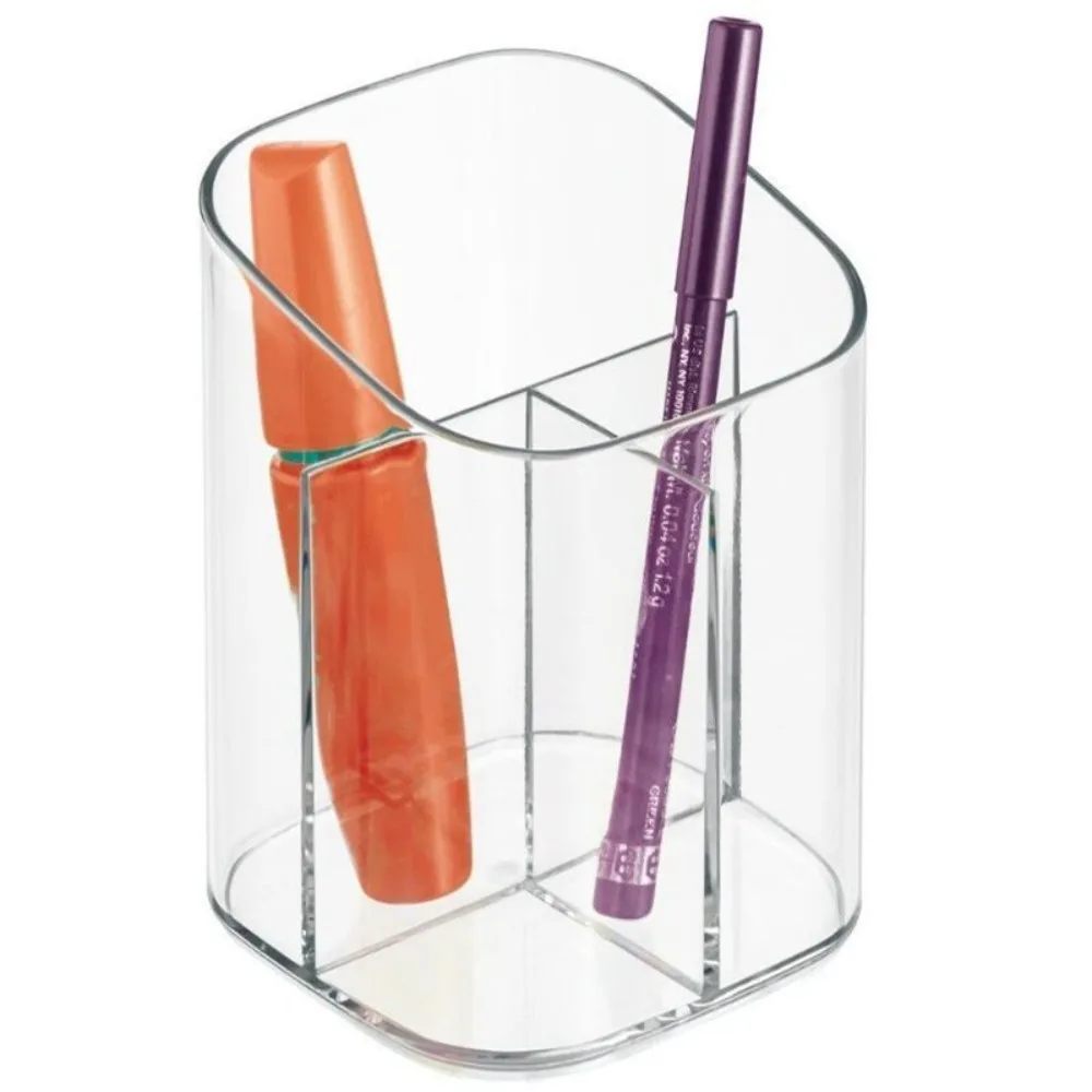 Holder 3compartments Acrylic Pen Holder Organizer Box Acrylic 3-compartment Organizer Multi-functional Makeup Brush