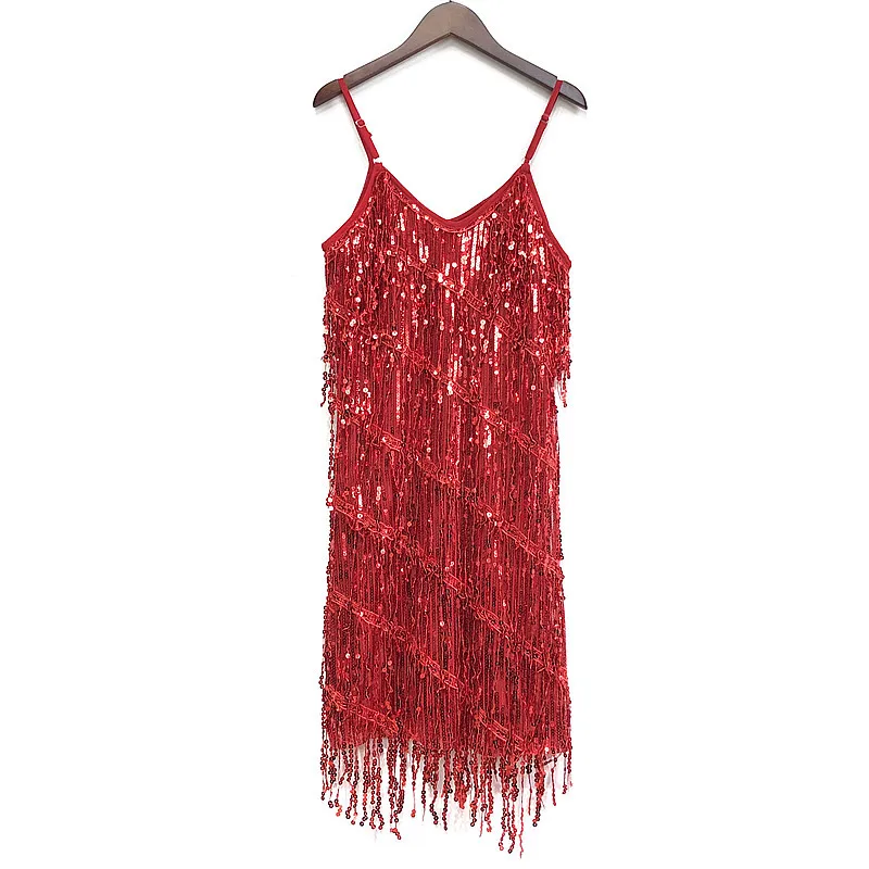 

gold latin dance dress Women's Singer Night Club Costume Sexy Sling Halter Gold Sequined Fringe Latin Dance Dress