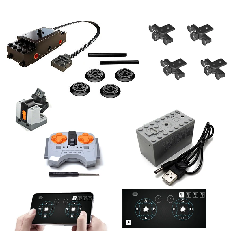 

MOC Train Motors Kit 88002 IR RC Tracked Remote Control Motor Power Functions Train fit for High-Tech Building Block Toys