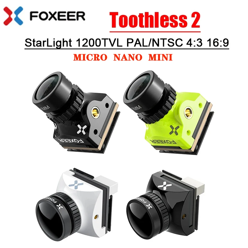 

FOXEER Toothless 2 Micro/Mini/Nano CMOS 1/2 StarLight 1200TVL FPV Camera 4:3 16:9 PAL/NTSC Natural Image for FPV RC Racing Drone