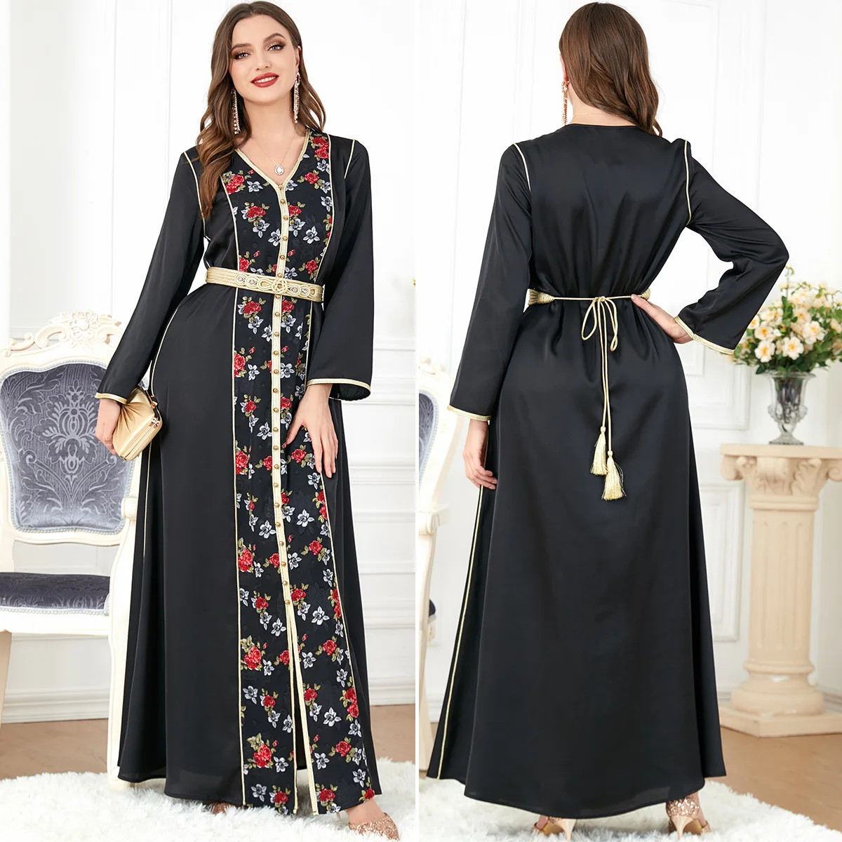 ICCLEK Arab Dresses Ladies Lace Embroidery Turkish Women'S Clothing Turkish Caftan Robe Dubaï Femme 2023 Abayas For Women Turkis