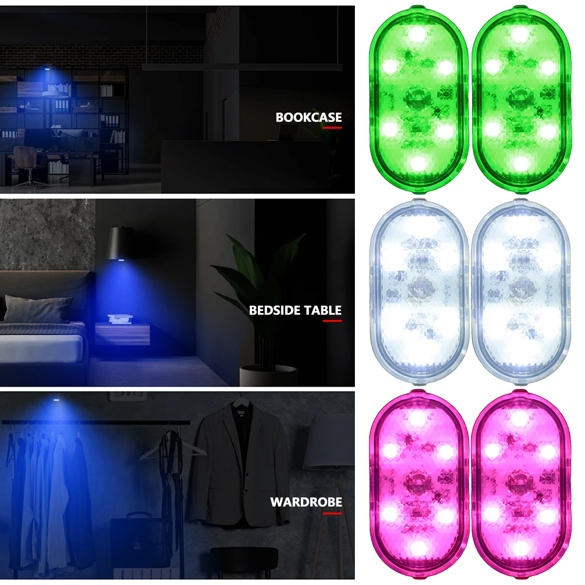 

2pcs Car LED Lights Interior with 6 Bright LEDs Night Reading Light USB Rechargeable Car Atmosphere Lamp Touch LED Car