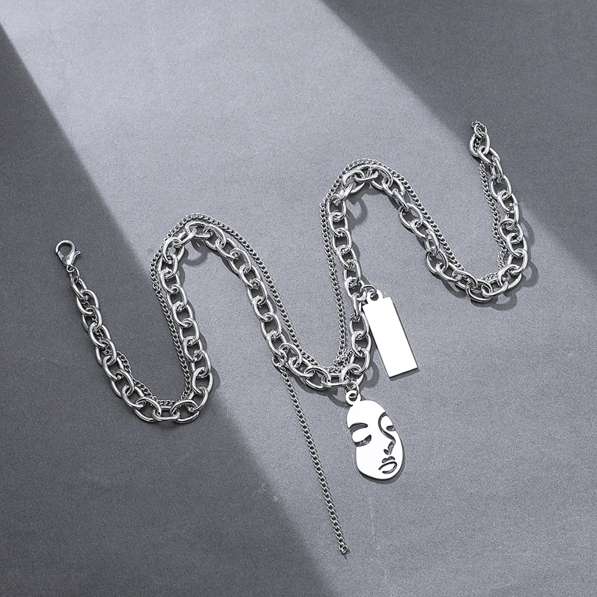 

Ожерелье с абстрактным лицом для женщин, характерная забавная индивидуальная цепочка с портретом, в стиле хип-хоп, поддержка оптового заказа