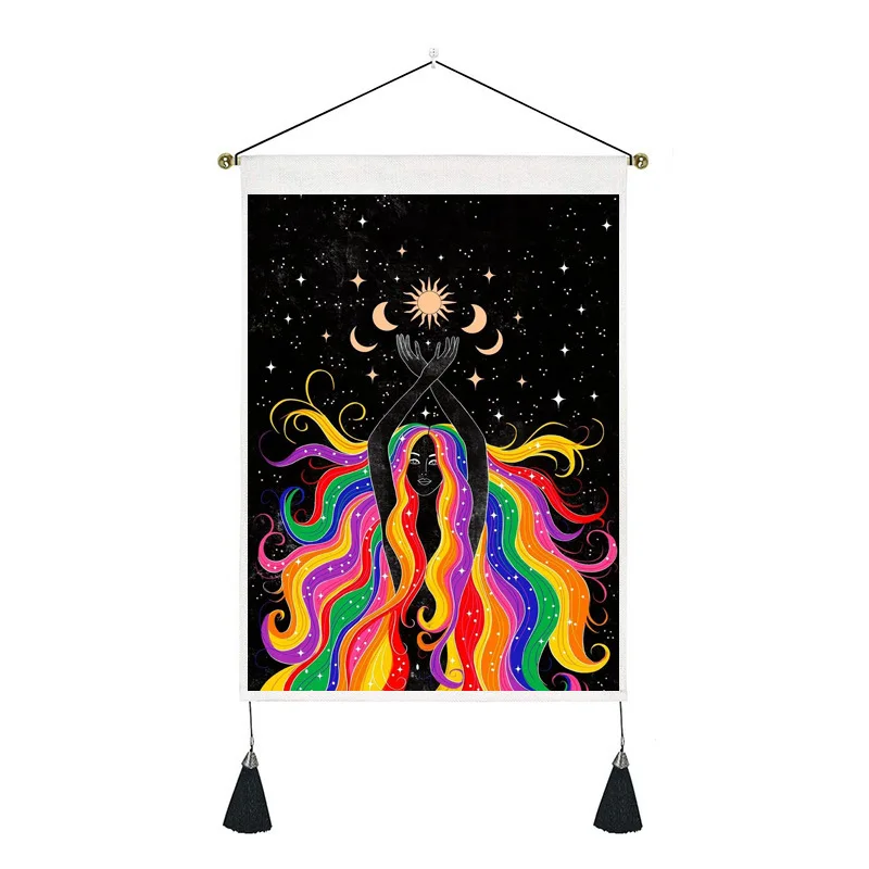 

Moon Phase Girl Mandala Tapestry Boho Hippie Witchcraft Psychedelic Wall Rugs Blanket Astrology Psychedelic Hanging Cloth Decor