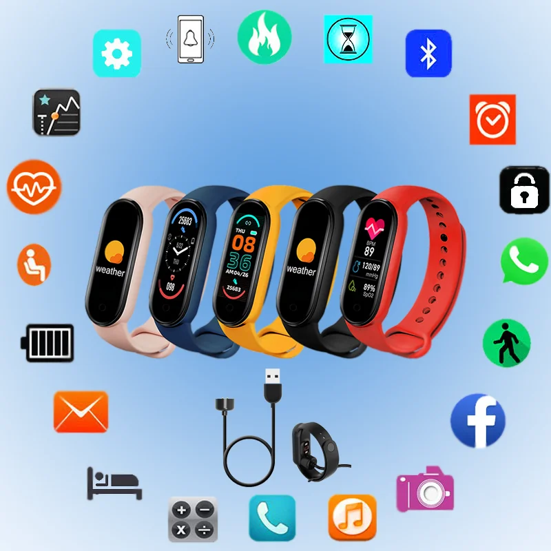 

New M6 Watch Smart Bracelet Watch Fitness Tracker Heart Rate Blood Pressure Monitor Color Screen Smart Bracelet Smart Wirstband