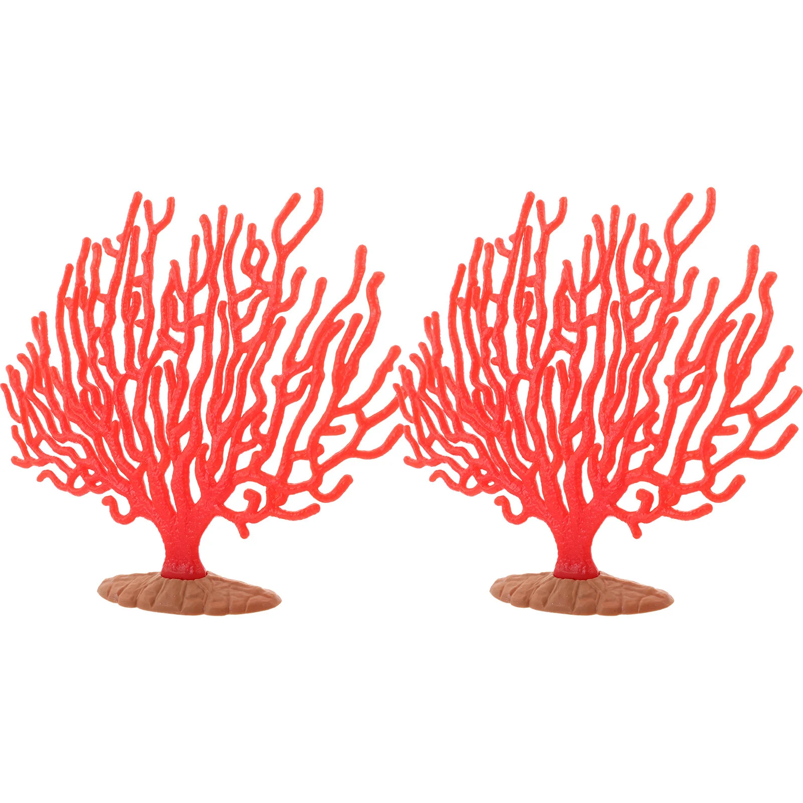 

2 Pcs Small Coral Colored Fake Desktop Sculpture Fish Tank Ornaments Vivid Decor Plastic Home Supply Tabletop Simulated