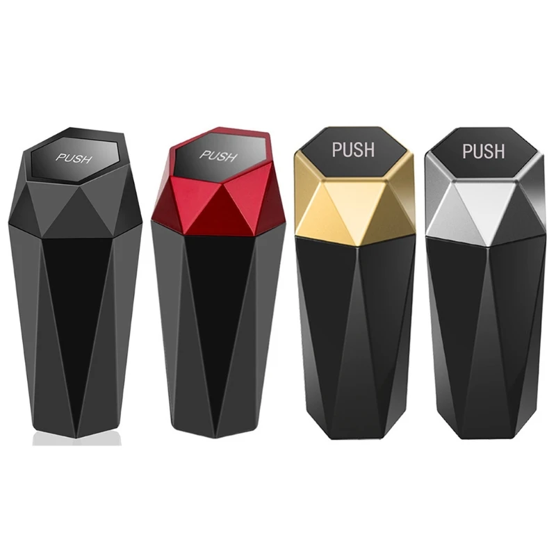 

Tiny Container for Auto Interior Accessories Stylish Dustbin Diamond Design Mini Garbage Bin Portable Vehicle Garbage Ca