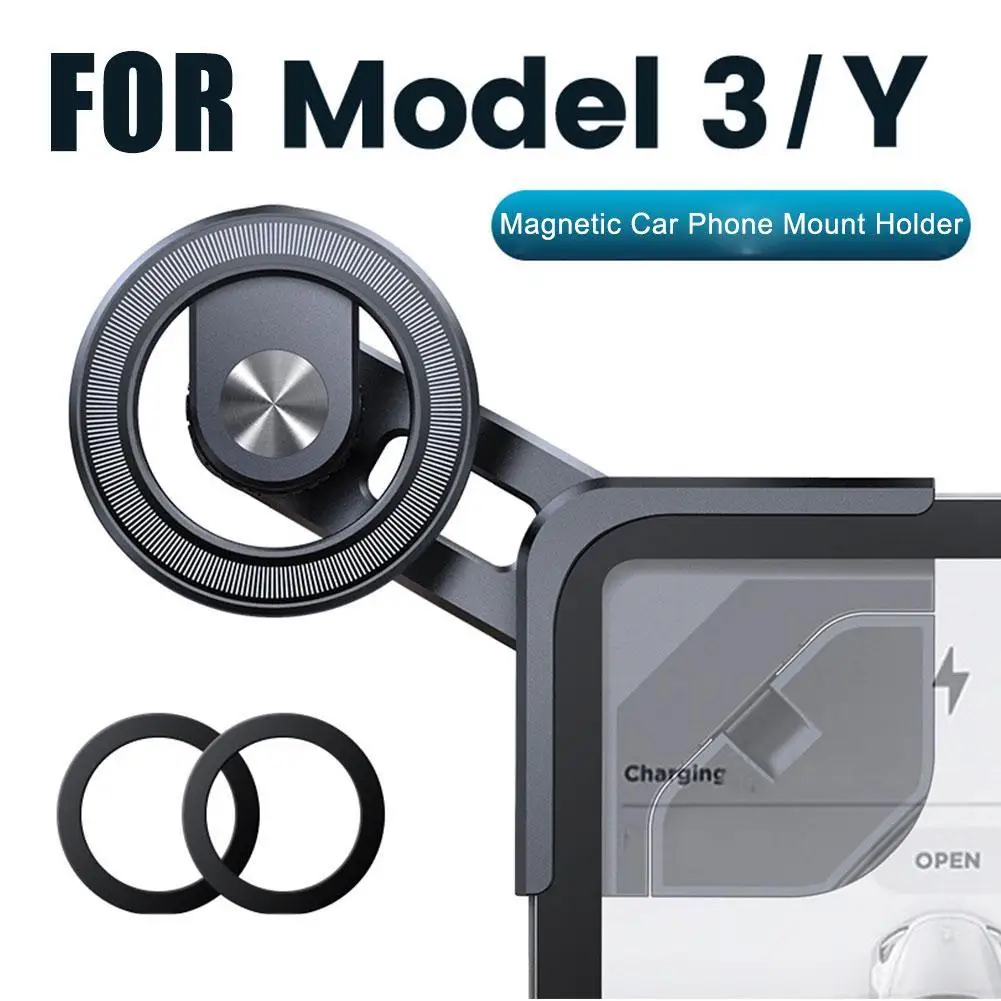 

Magnetic Car Phone Holder for Tesla Model 3 X Y S Auto Central Control Screen Slide Rail Adjustable Telescoping Arm Phone Mount