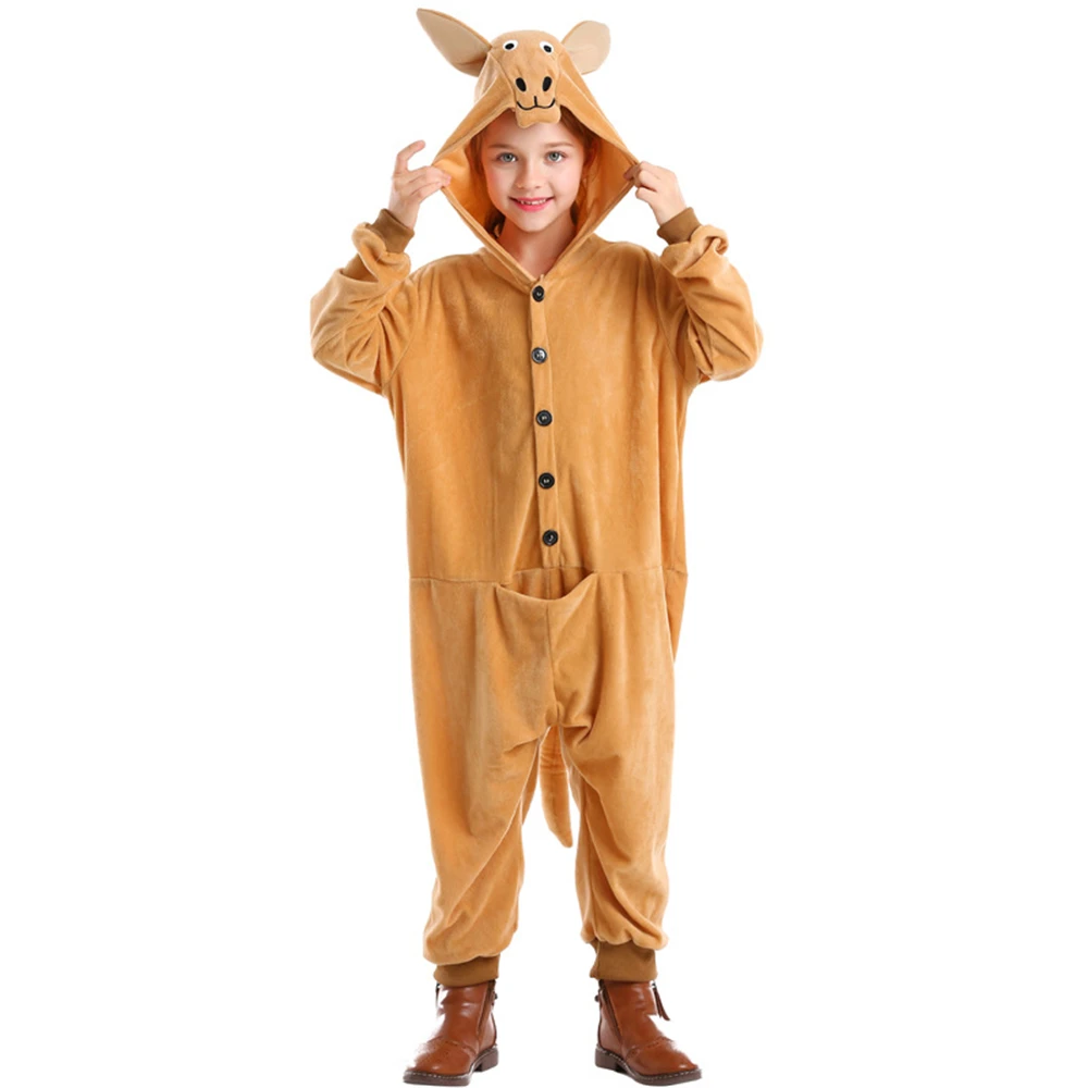 

Косплей Хэллоуин Аниме игра школьная сценическая игра костюм кенгуру малыш родитель-ребенок животное наряд с капюшоном