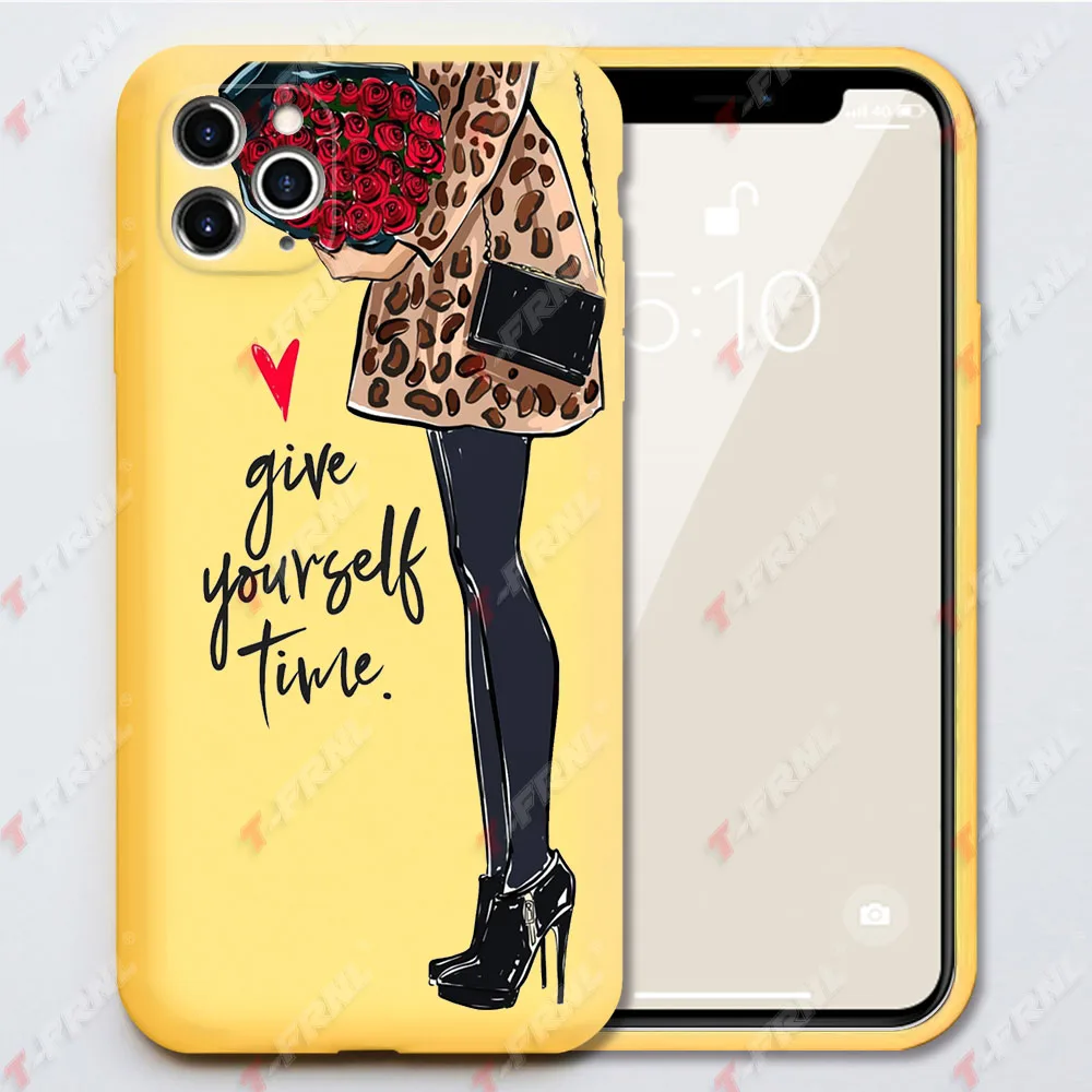 For iPhone 12 mini Pro case Yellow soft TPU case for iPhone 6 6S 7 8 Plus XS 11 13 Pro Max case Fashion women for iPhone 7 case