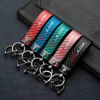 leather carbon fiber pattern car keychain horseshoe buckle keyring for ford focus mustang gt shelby st line car accessories
