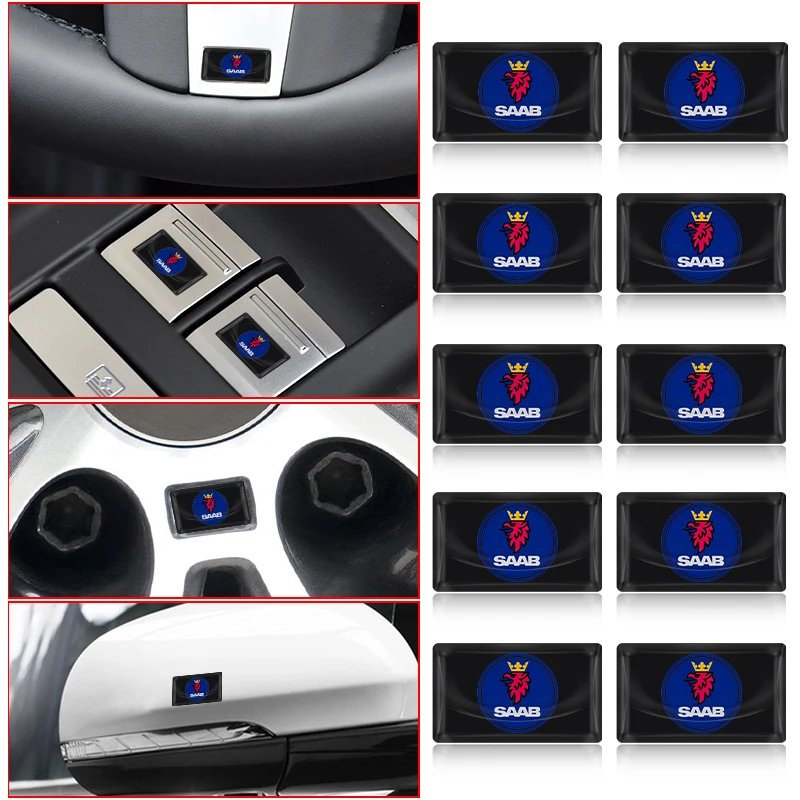 

10pcs Car Logo UV Decorative Stickers for SAAB 03-10 Scania BJ SCS 9-5X 95 93 900 4289-X Turbo X 600 Monster GT750 Car Goods
