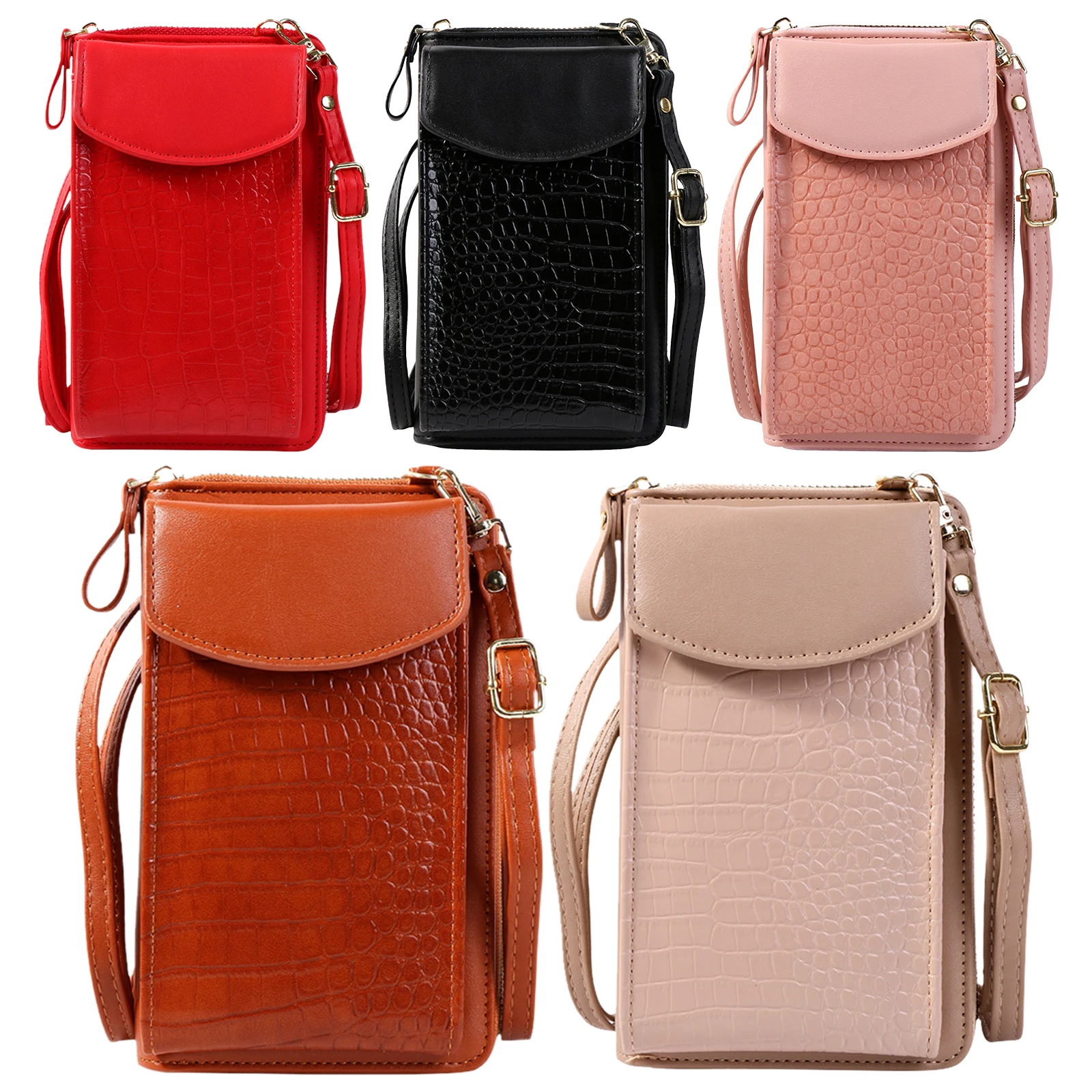 

Модные однотонные кошельки через плечо с узором под кожу аллигатора для идентификационной Карты, женские кошельки из мягкой искусственной ...