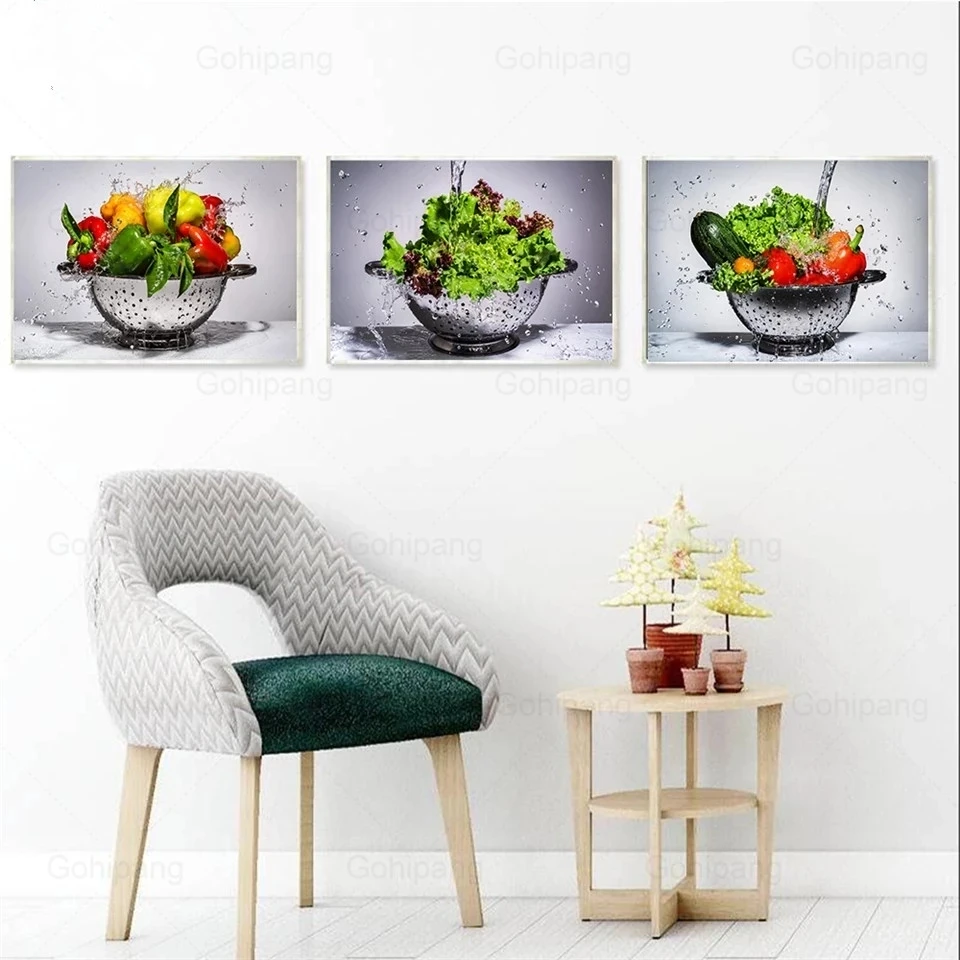 Свежий Овощной салат вода брызги овощи в дуршлаг под водой кухня стены искусства