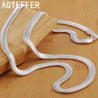 agteffer 925 sterling silver 1618202224 inch 6mm flat snake chain necklace for woman man fashion wedding party charm jewelry