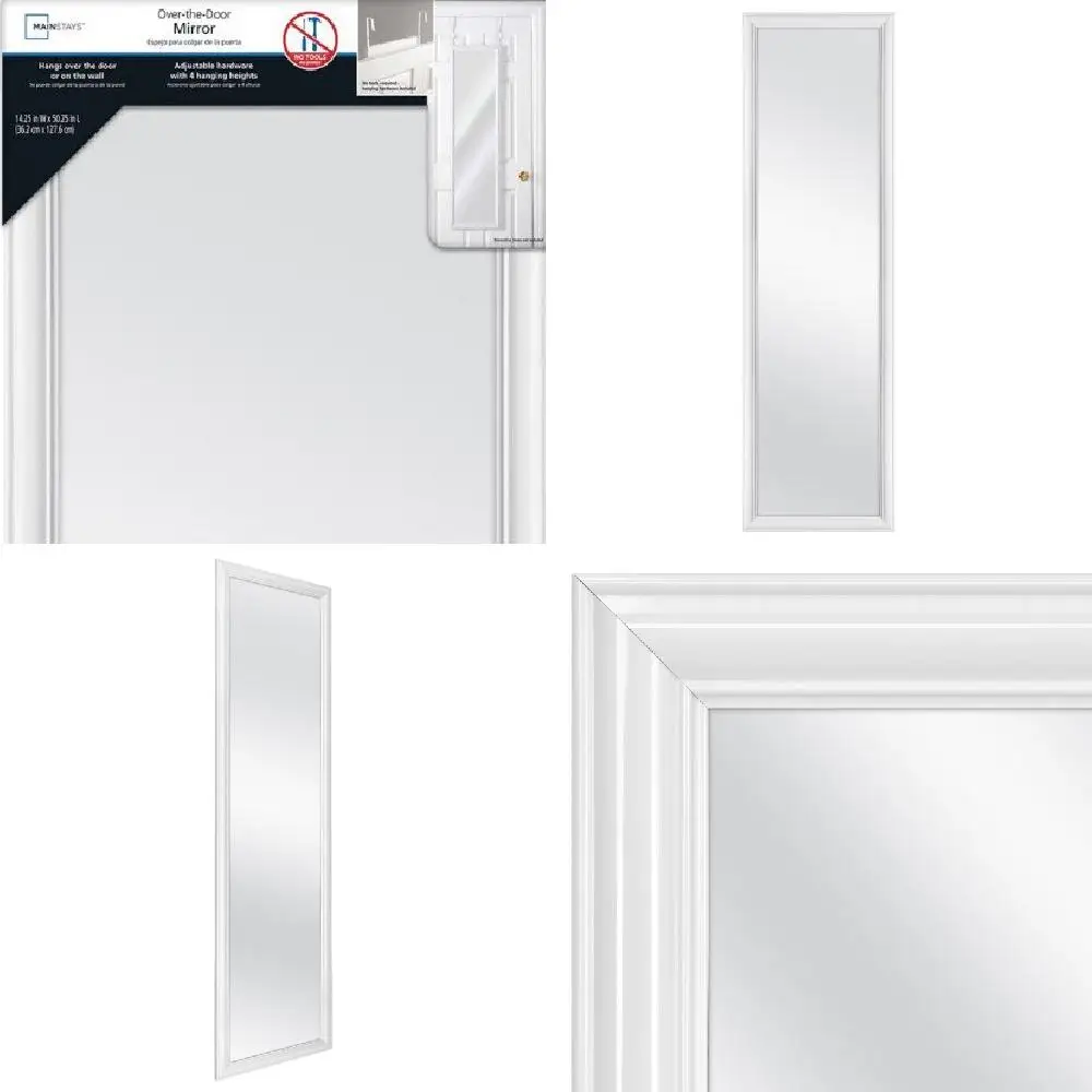 

. Elegant Premium White 14.25IN X 50.25IN Quality Mirror with Hardware for You - Perfect Choice!