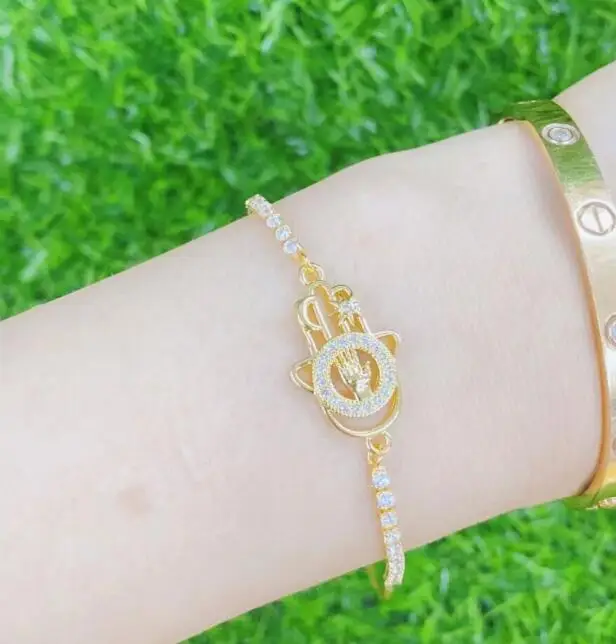 

1 шт. регулируемый браслет-цепочка из золота и меди с фианитами sg3