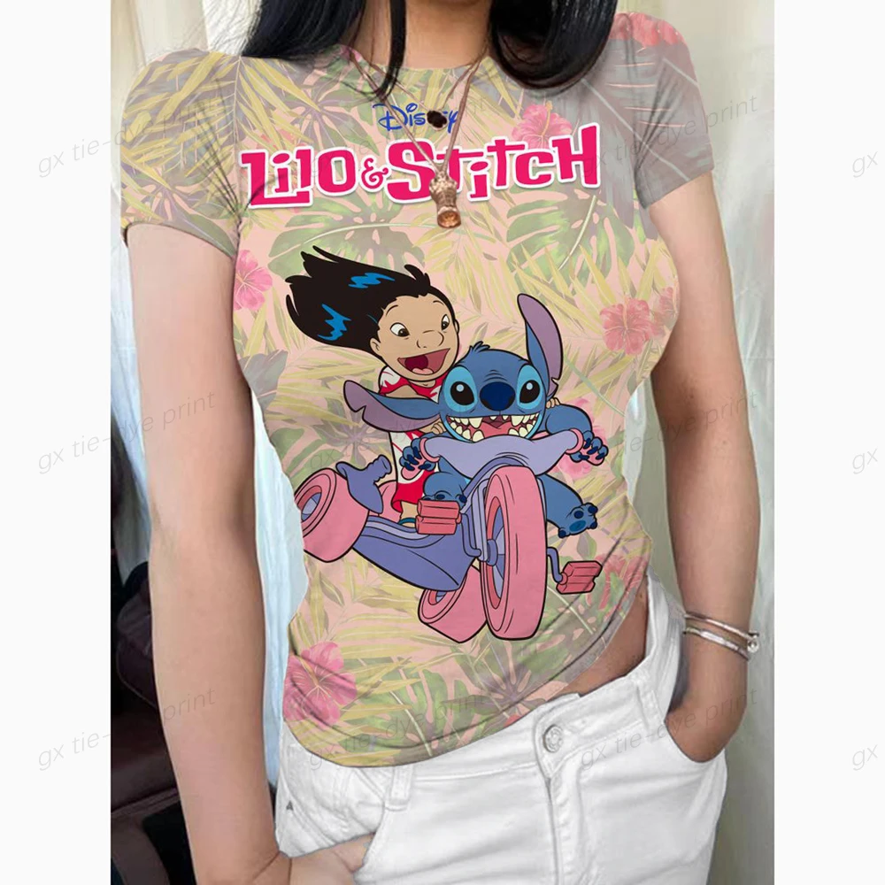 

Футболка женская Базовая свободного покроя, модная рубашка с абстрактным принтом Диснея, с круглым вырезом, с цветным блочным принтом, Модный пуловер, на лето