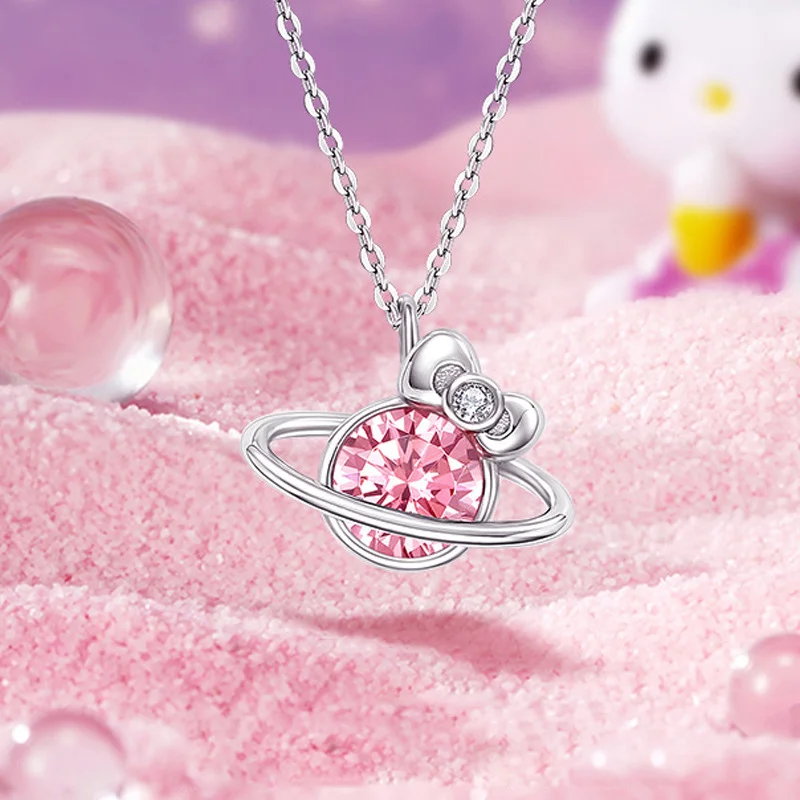 

Sanrio Anime Summer Hello Kitty Necklace Lovely Sweet Girl Student Diamand Chain Animation Derivatives Special Gift Birthday