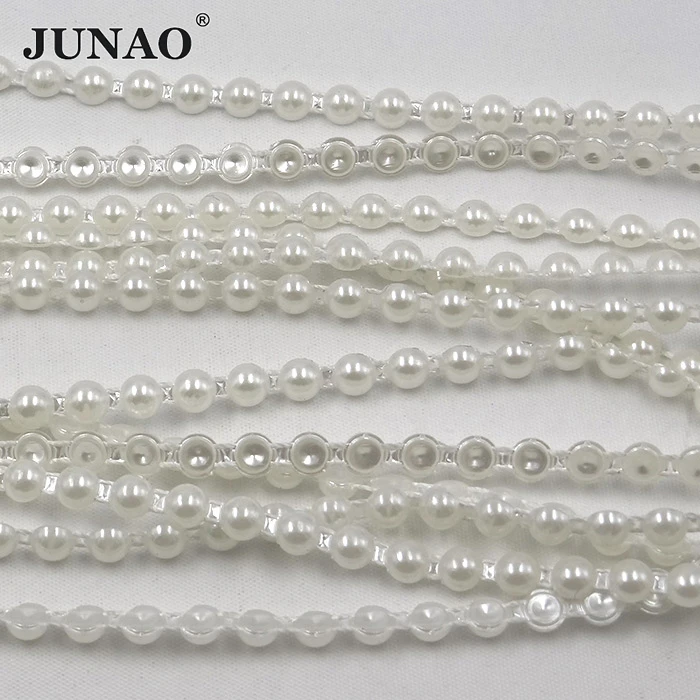 Бусины из белого жемчуга JUNAO полукруглые бусины с имитацией цепочка для свадьбы