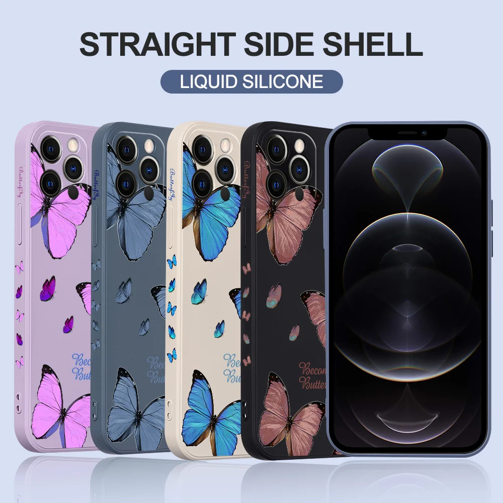 

For Samsung Galaxy S23 S22 S21 S20 Plus Butterfly Case Liquid Silicone Case For Galaxy S23 S22 S21 Ultra S21FE Case With Lanyard