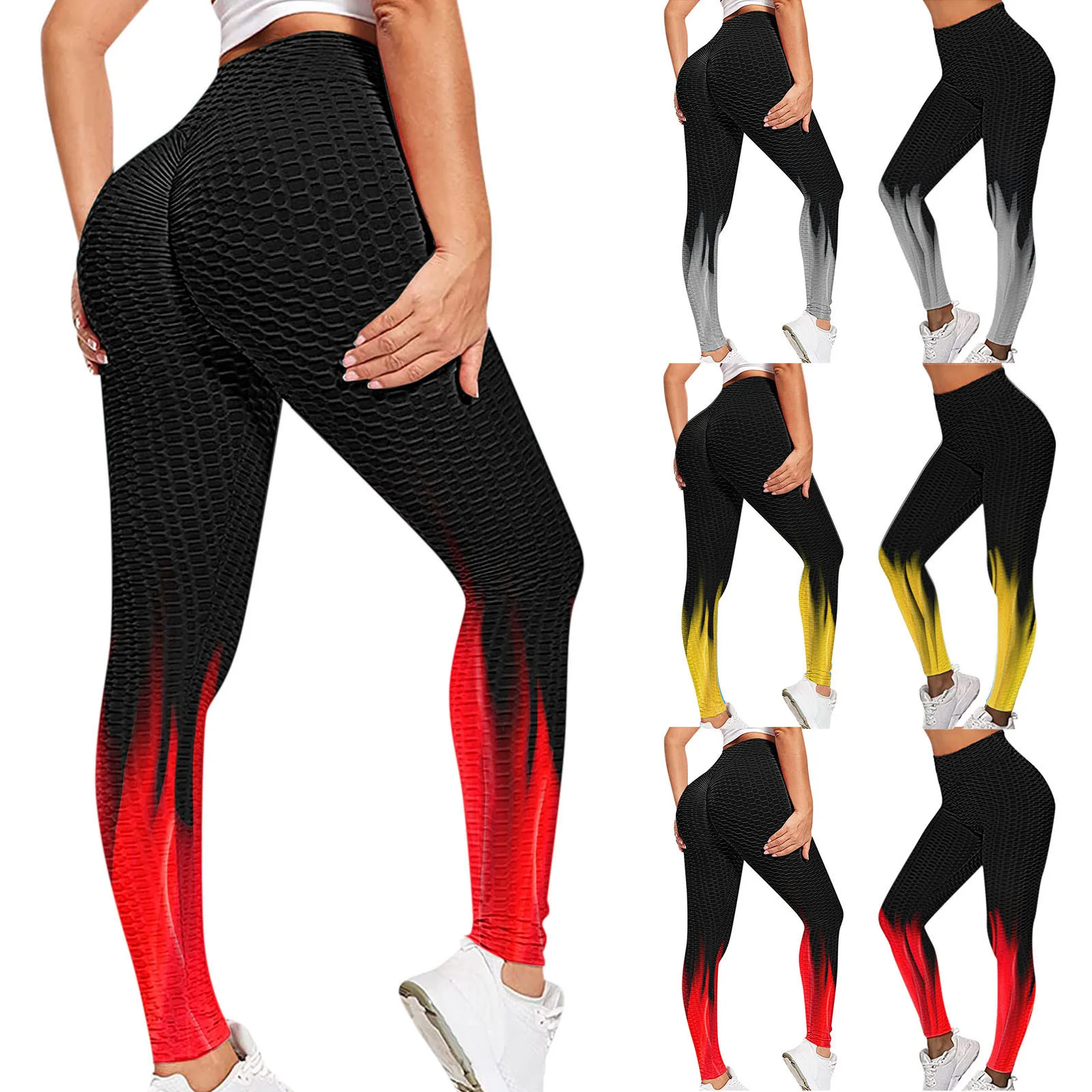 

HOT Sport Women Fitness Running Yoga Pants Honeycomb Printed Women's Push Up Sport Leggings Professional Leggins Tights Trousers