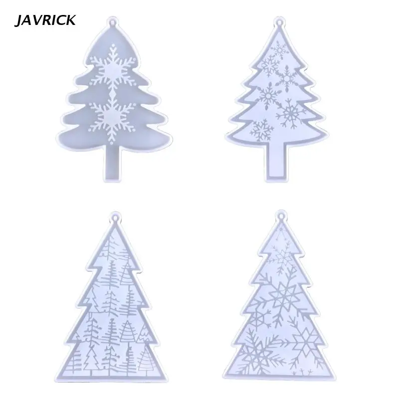 

1Pc/4Pcs Shiny Silicone Molds Christmas Tree Snowflake Keychain Mold DIY Pendant Ornaments Epoxy Resin Crafting Molds