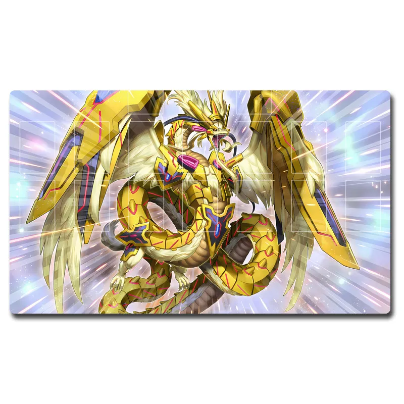 Фото Игровой коврик Yugioh Divine Golden Shadow Dragon Dragluxion Yu-Gi-Oh! Коврик для карточных игр TCG OCG, резиновый коврик для дуэлей №4