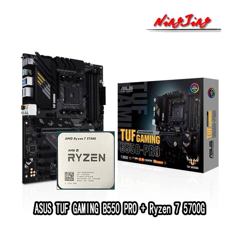 AMD новый Ryzen 7 5700G R7 5700G ЦП + ASUS TUF GAMING B550 PRO ATX материнская плата подходит для Socket AM4 все новые, но без кулера