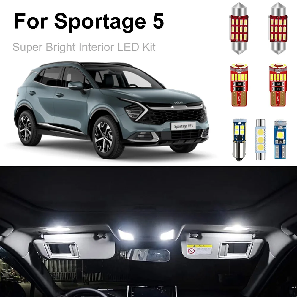 

11pcs Car Led Interior Light Kit For Kia Sportage 5 NQ5 2021 2022 2023 Dome Map License Plate Light