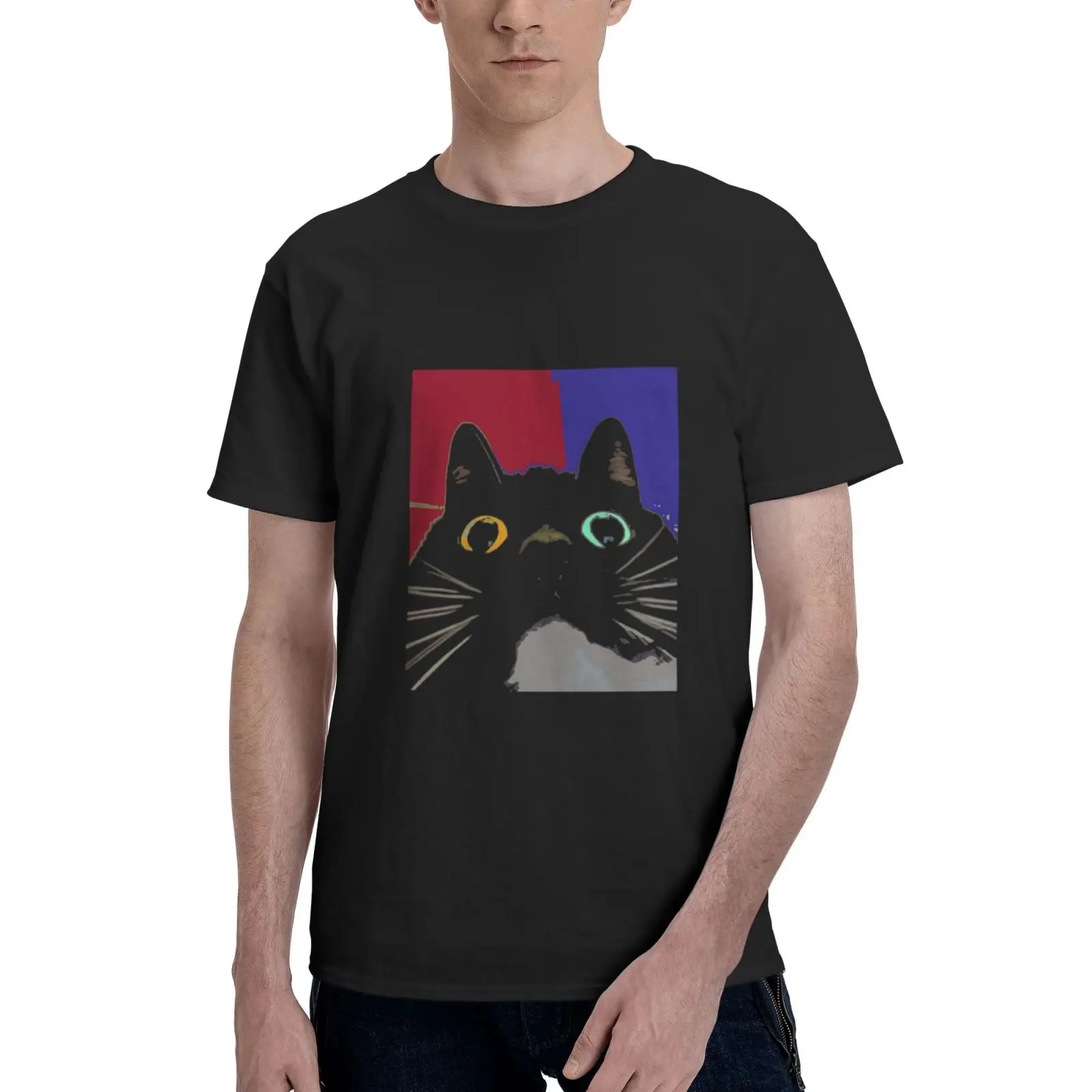 

Funny Cute Black Cat Men Streetwear Oversized T Shirt Anime Clothes 1981 Shirt Graphic T Shirts Cotton Casual Daily Four Seasons