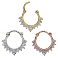 1 2x6mm round clear zircon nose pierc septum rings clicker daith earrings nose piercing helix piercing hoop women body jewelry