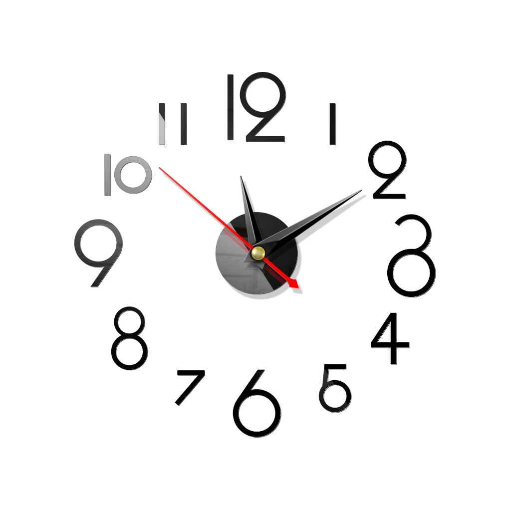 

Wall Clock Sticker 3D DIY Hanging Clock Decal Self Adhesive Decoration Wallclock Sticker, Red