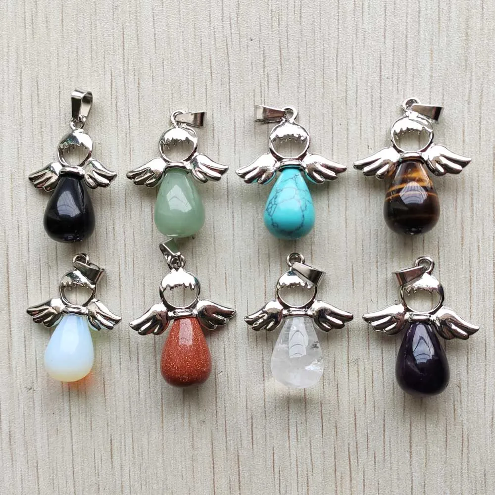 

Модные подвески в виде ангела из натурального камня, подвески из сплава для изготовления ожерелья своими руками, бесплатная доставка, оптов...