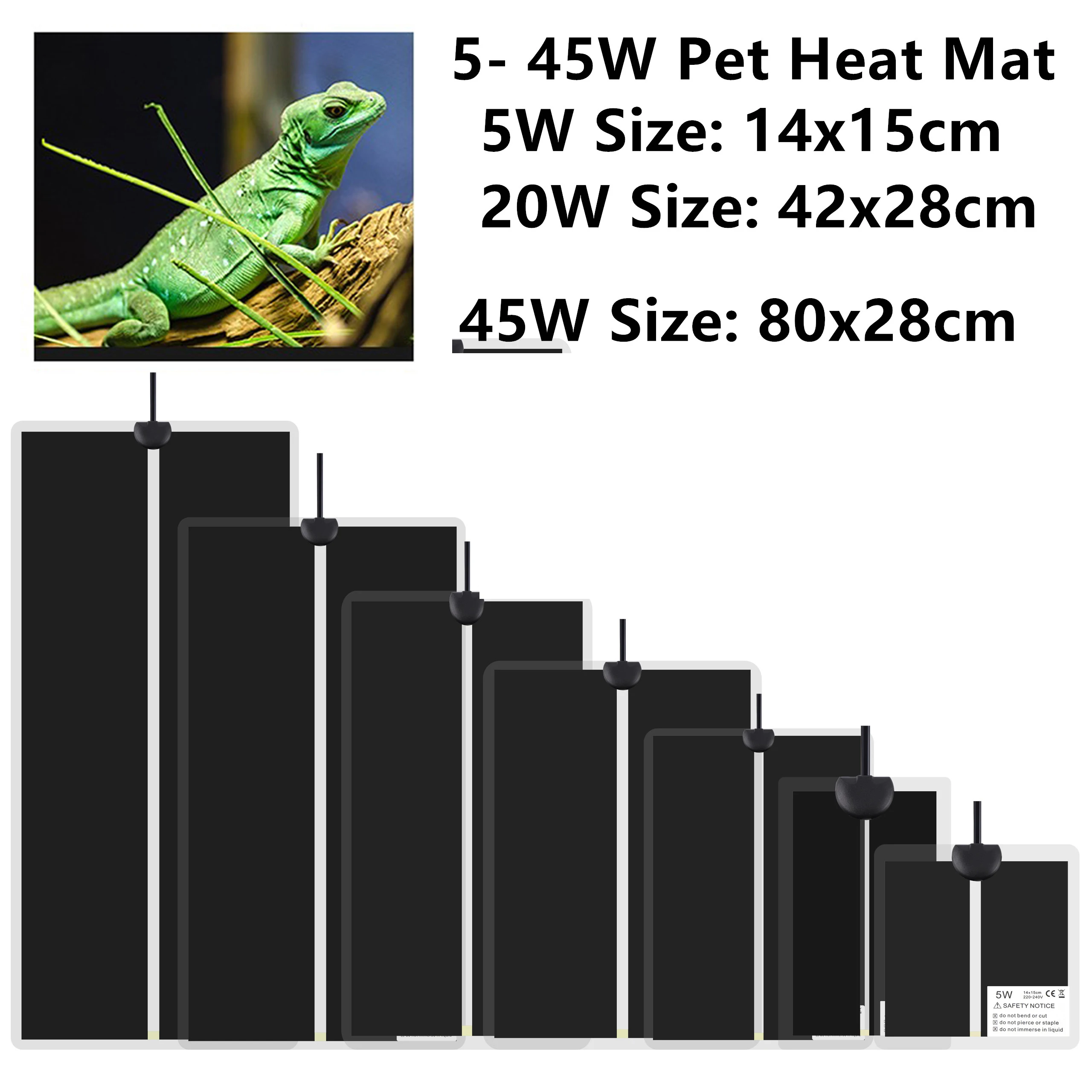 

5-45W Reptiles Heat Mat Terrarium Climbing Pet Heating Warm Pads Adjustable Temperature Controller Mats Reptiles Supplies 1Pc
