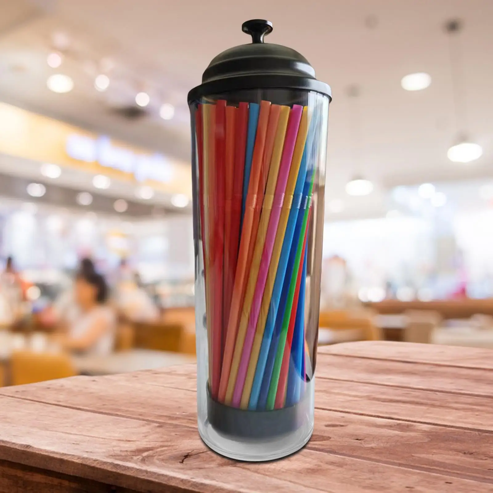 

Drinking Straw Container Portable Transparent Party Supplies Straw Holder with Lid for Store Home Bar Dining Room Living Room