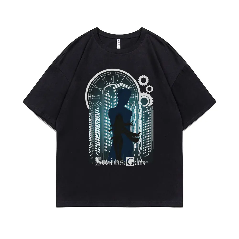 

Japanese Anime Steins Gate Tshirt Manga Okabe Rintarou Makise Kurisu Oversized T-shirt Men Women Fashion Short Sleeve T Shirt