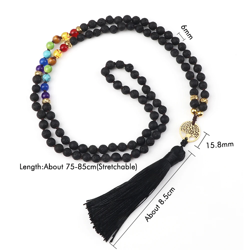 Ожерелье с подвеской из бисера изображением дерева жизни 7 чакр