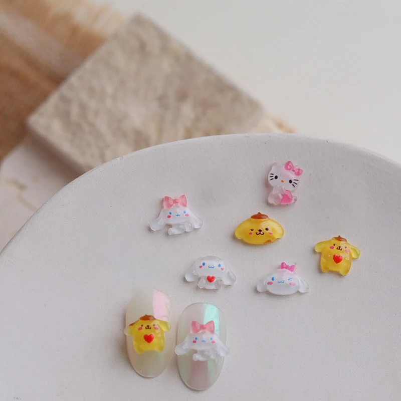 

Помпон пурин Коричный аниме мультфильм милые новые аксессуары для ногтевого дизайна мини стерео резиновые наклейки для ногтей аксессуары