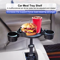 car cup holder tray adjustable car tray table for eating with phone slot and 360 swivel arm sauce holder food tray for car