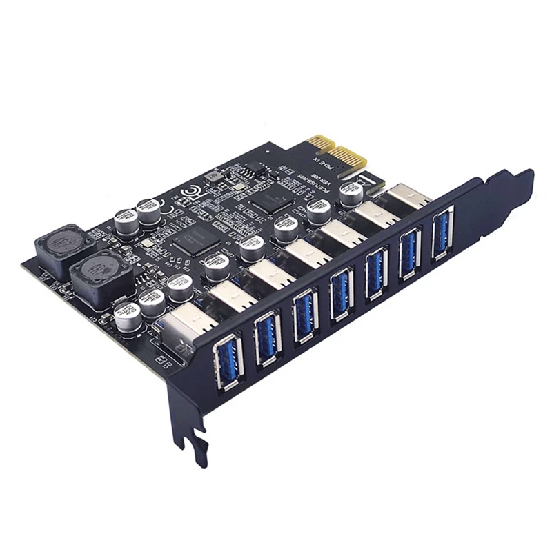 

USB 3.2 Pci Express Adapter Pci E To 7 Ports USB3 Gen1 Expansion Adapter Card Pci-E Extender Pci Express Card