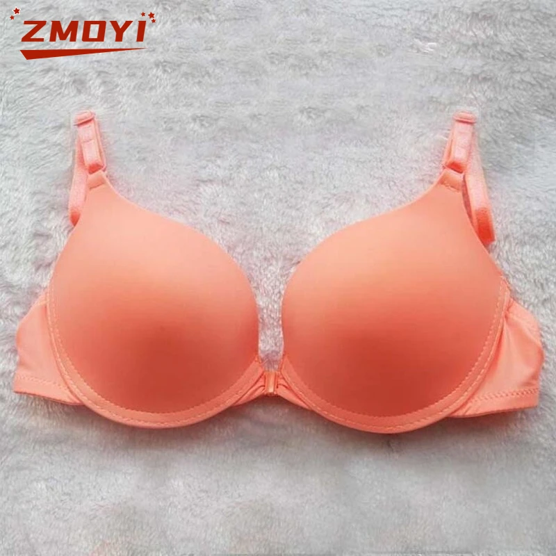 

New Fashion Bralette Seamless Sexy Lingerie Simple Push Up Bra Front Closure Button Candy Color Women Underwear Small Brassiere