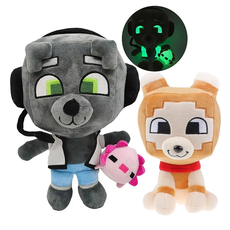 

Модная плюшевая игрушка Bobicraft gitd wolf, 25 см, мультяшная светящаяся в плюше кукла, кавайная игра, фигурка животного, детский подарок на день рожд...