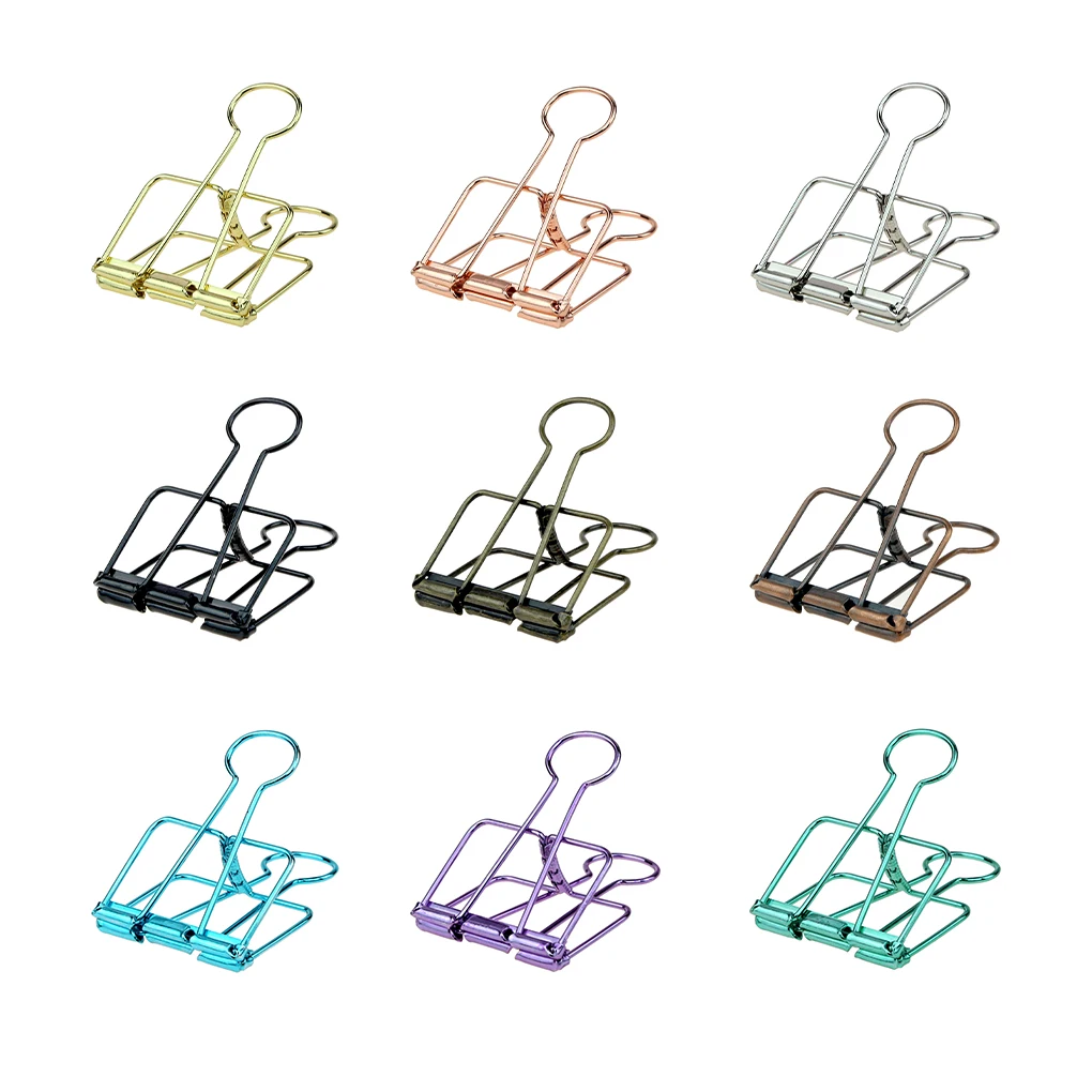 

20 Pieces Metal Paper Clip Electroplated Unfading Solid Color Home Office File Clips Desk Organizer Accessories